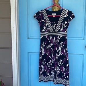 LOFT Floral Dress Purple with stretch size 0 petite